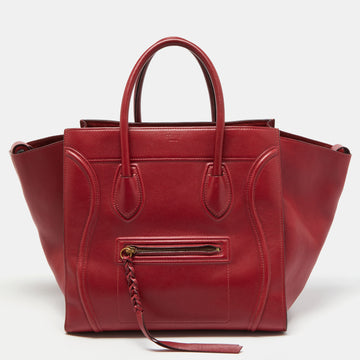 CELINE Red Leather Medium Phantom Luggage Tote