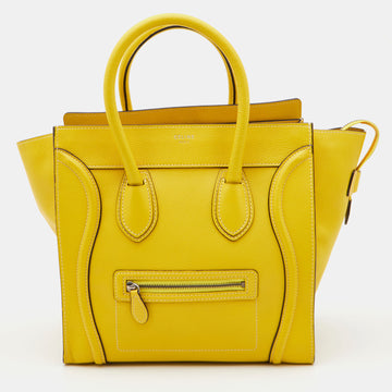 CELINE Yellow Leather Mini Luggage Tote