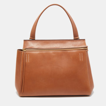CELINE Tan Leather Medium Edge Top Handle Bag