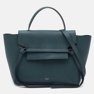 CELINE Green Leather Mini Belt Top Handle Bag