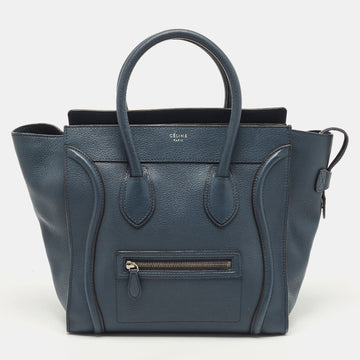 CELINE Navy Blue Leather Mini Luggage Tote