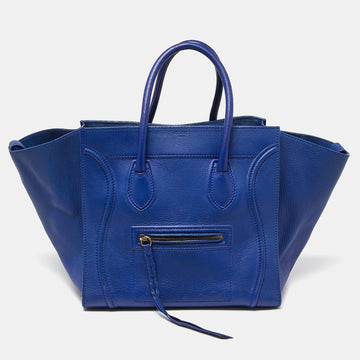 CELINE Blue Leather Medium Phantom Luggage Tote