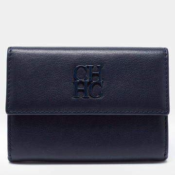 CH CAROLINA HERRERA Blue Leather Compact Wallet