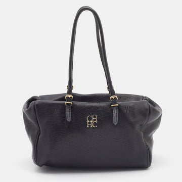 CH CAROLINA HERRERA Black Leather Satchel