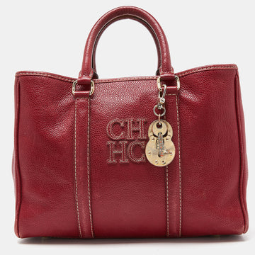 CH CAROLINA HERRERA Red Leather Matteo Tote