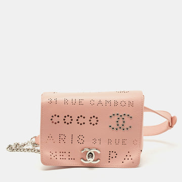 CHANEL Pink Leather Eyelet Waist Bag