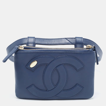 CHANEL Blue Leather CC Mania Waist Bag