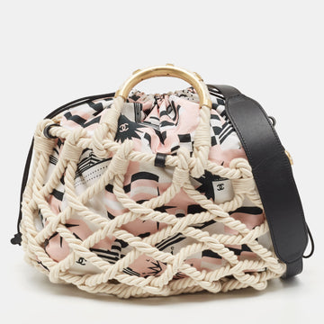 CHANEL Multicolor Printed Fabric and Rope Shopper Tote