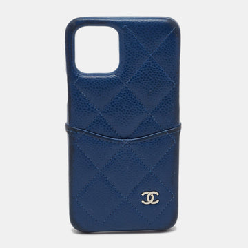 CHANEL Blue Quilted Leather CC iphone 11 Pro Cover