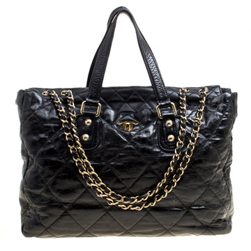 Chanel Black Quilted Glazed Leather Portobello Tote