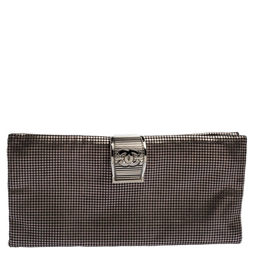 Chanel Metallic Silver Laser Etched Clutch