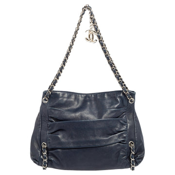 Chanel Navy Blue Leather Sharpei Tote