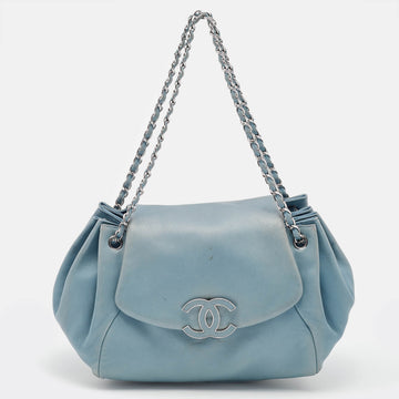 Chanel Light Blue Leather Sensual CC Accordion Flap Bag