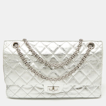 Chanel Metallic Silver Quilted Leather Reissue 2.55 Classic 226 Double Flap Bag