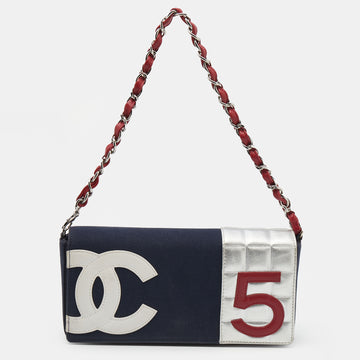Chanel Multicolor Denim And Leather Vintage Number 5 Flap Bag