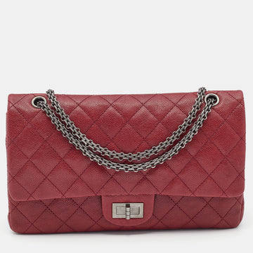 Chanel Red Quilted Caviar Leather Jumbo Reissue 2.55 Classic 227 Double Flap Bag