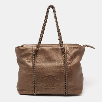 Chanel Bronze Leather Medium Modern Chain Tote