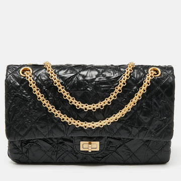 Chanel Black Textured Leather Reissue 2.55 Classic 226 Flap Bag