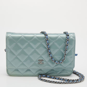 Chanel Blue Quilted Leather Classic Wallet on Chain