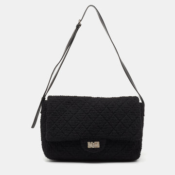 Chanel Black Quilted Tweed Reissue 2.55 XL Flap Bag