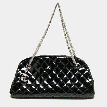 Chanel Black Quilted Patent Leather Small Just Mademoiselle Bowler Bag