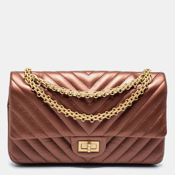 Chanel Bronze Chevron Quilted Leather Reissue 2.55 Classic 225 Flap Bag