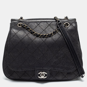 Chanel Black Quilted Leather Large Coco Twin Flap Bag