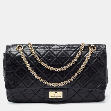 Chanel Black Quilted Aged Leather Reissue 2.55 Classic 227 Flap Bag