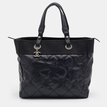 Chanel Black Quilted Coated Canvas Paris Biarritz Bag