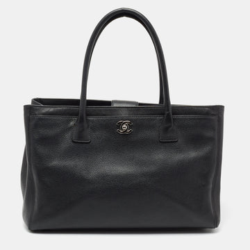 Chanel Black Leather Cerf Shopper Tote