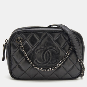 Chanel Black Quilted Leather CC Ballerine Camera Bag