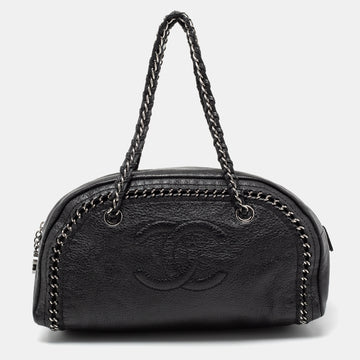 Chanel Black Leather Medium Luxe Ligne Bowler Bag