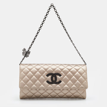 Chanel Metallic Quilted Leather Butterfly Chain Clutch