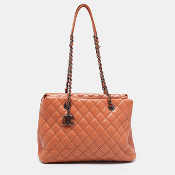 Chanel Brown Quilted Leather Large Chain Tote