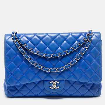 Chanel Blue Quilted Leather Maxi Classic Single Flap Shoulder Bag