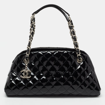 Chanel Black Quilted Patent Leather Medium Just Mademoiselle Bowler Bag