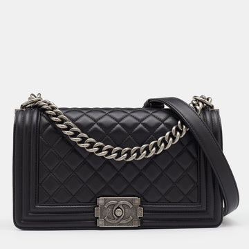 Chanel Black Quilted Leather Medium Boy Flap Bag