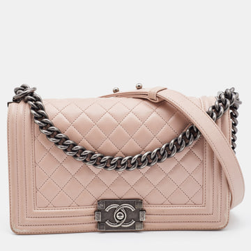 Chanel Beige Quilted Leather Medium Boy Flap Bag