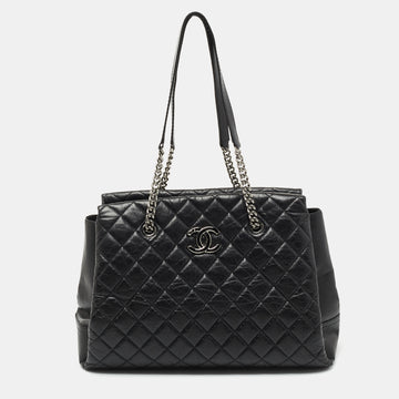 Chanel Black Quilted Leather Lady Pearly Tote