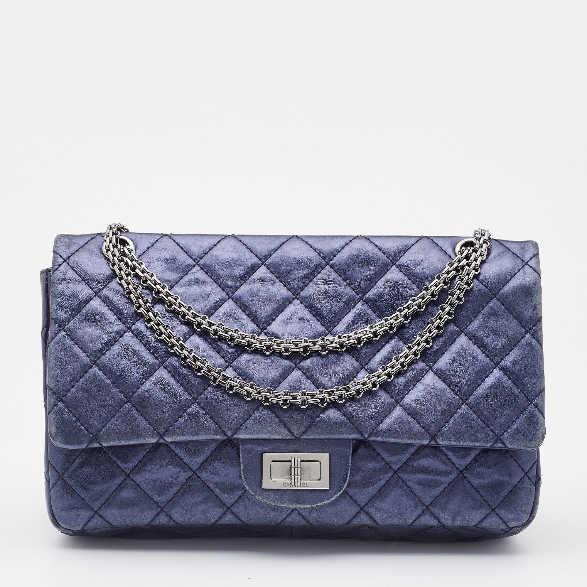 Chanel Blue Quilted Leather Reissue 2.55 Classic 227 Bag