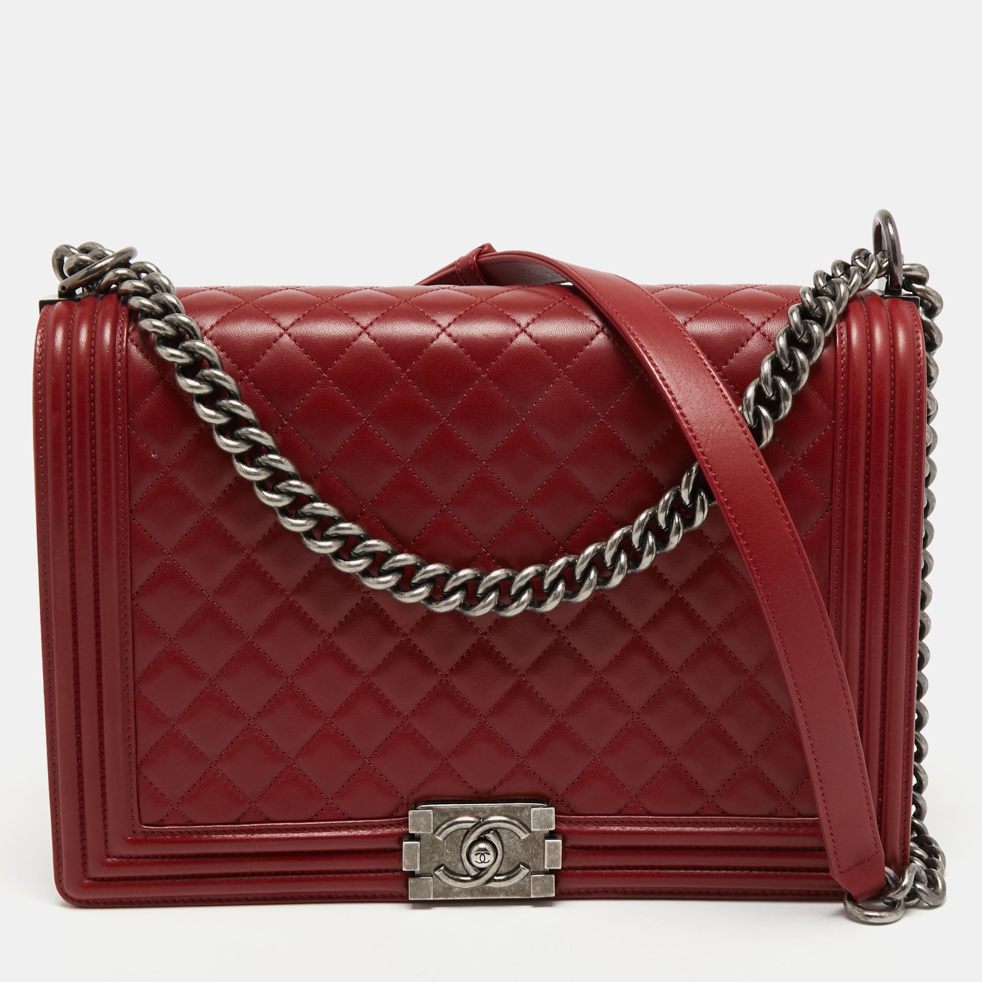 Large red discount chanel bag