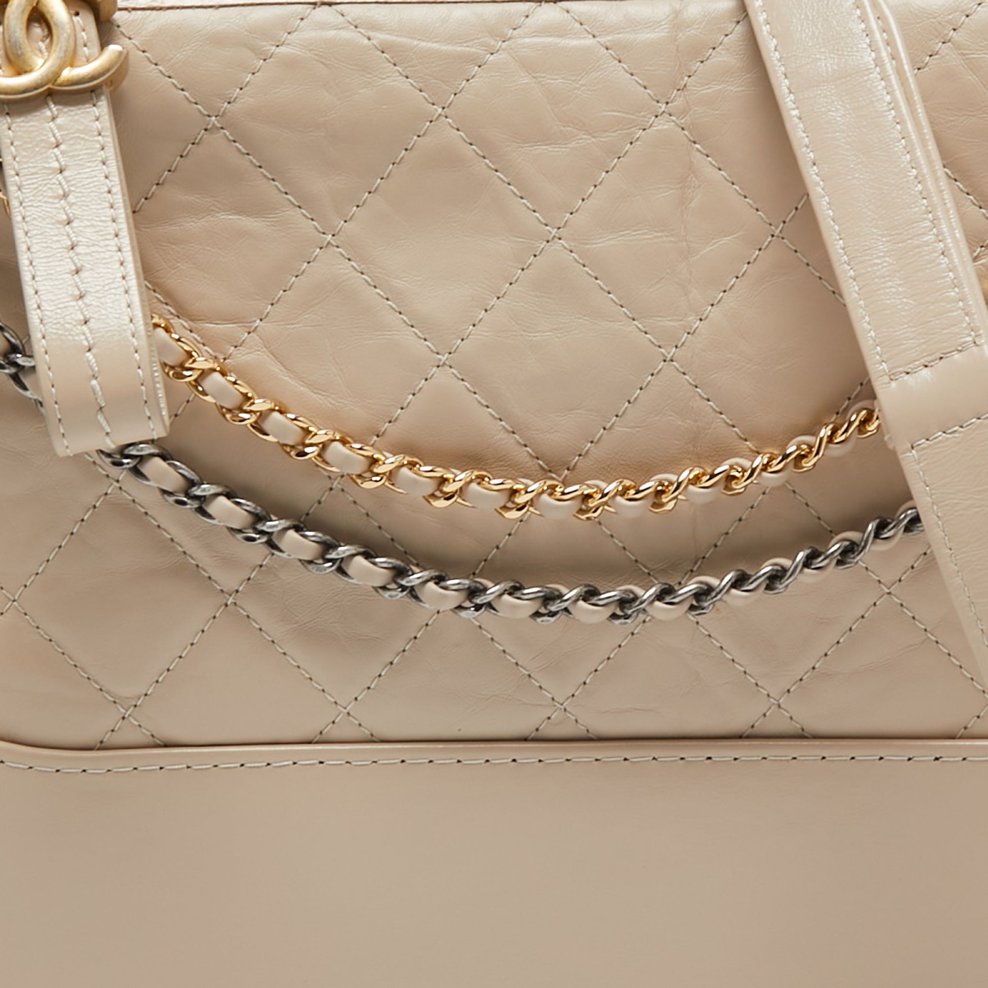 Chanel Beige Quilted Leather Large Gabrielle Hobo Chanel