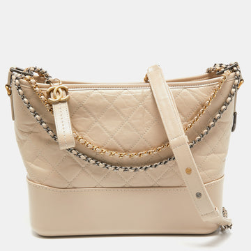 CHANEL Beige Quilted Leather Large Gabrielle Hobo