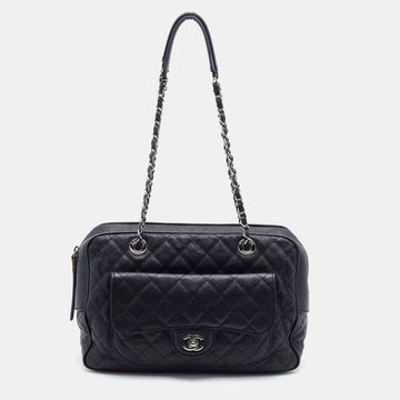 Chanel Black Caviar Quilted Leather Paradoxal Camera Bag