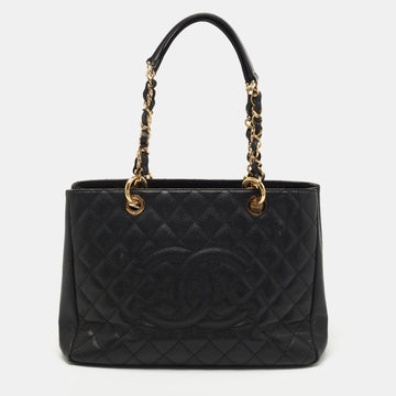 Chanel Black Quilted Caviar Leather GST Tote