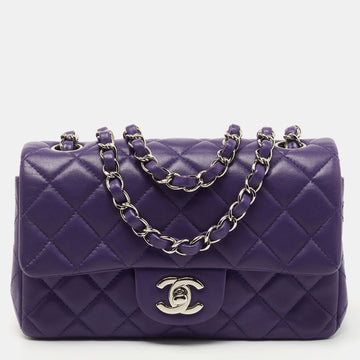 Chanel Purple Quilted Leather Mini Rectangle Classic Single Flap Bag