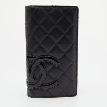 Chanel Black Quilted Leather Cambon Ligne Yen Long Wallet