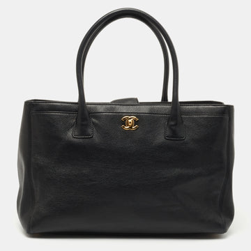 Chanel Black Leather Cerf Shopper Tote