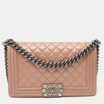 Chanel Beige Quilted Leather Medium Boy Flap Bag