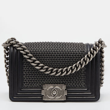 Chanel Black Leather Small Chainmail Boy Flap Bag